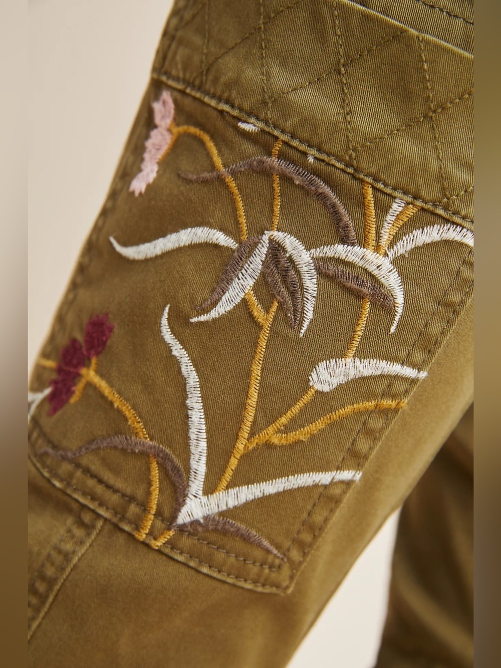 Anthropologie Austen Embroidered Utility Pants - Picture 3 of 9